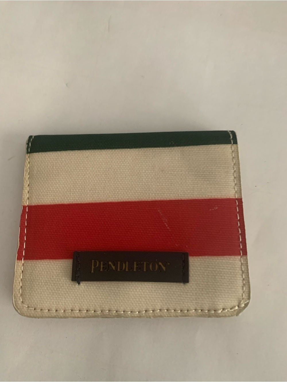 Pendleton Canvas Card Wallet in Red, Cream & Green Stripe